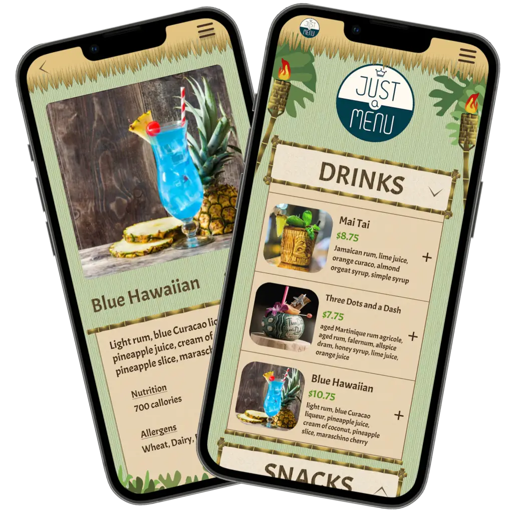 Tiki Menu in detailed and menu view